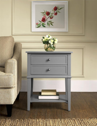 Ameriwood Home Franklin Accent Table with 2 Drawers, Gray