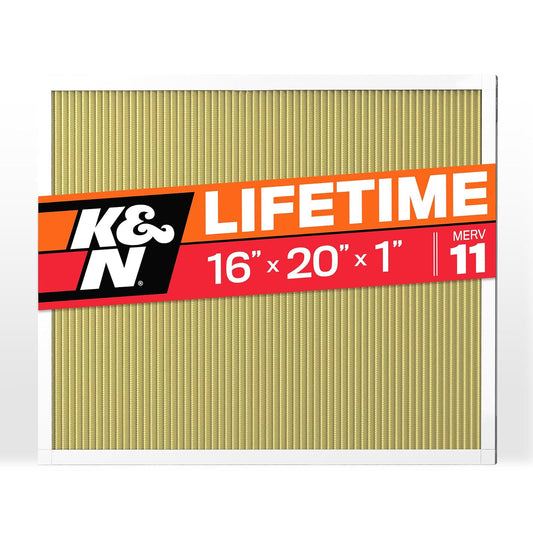 K&N Filtro de aire para horno HVAC de 16 x 20 x 1, que dura toda una vida, lavable, Merv 11, el último filtro HVAC que jamás comprarás, respira de forma segura en casa o en la oficina (dimensiones reales.8 x 19.6 x 15.6 pulgadas)