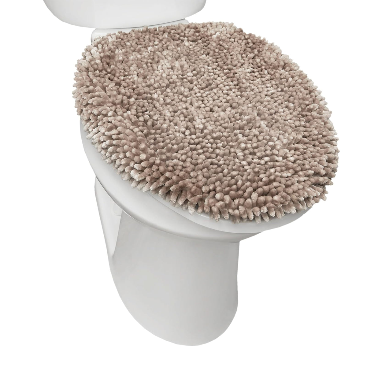 TOWN & COUNTRY BASICS - Funda sólida para tapa de inodoro de baño, felpa, suave y absorbente, lavable a máquina, color gris pardo, 18.5 x 19.6 pulgadas