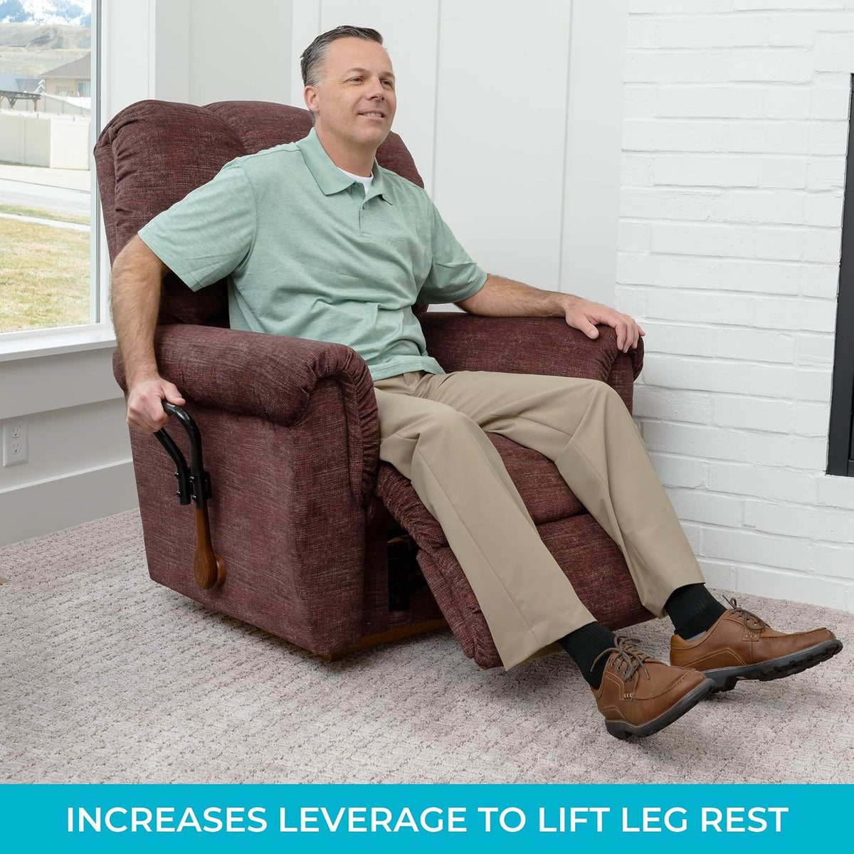 Stander 3000 Recliner Lever Extender Ergonomic Curve Grip Secure Fit for Easy Chair Handles