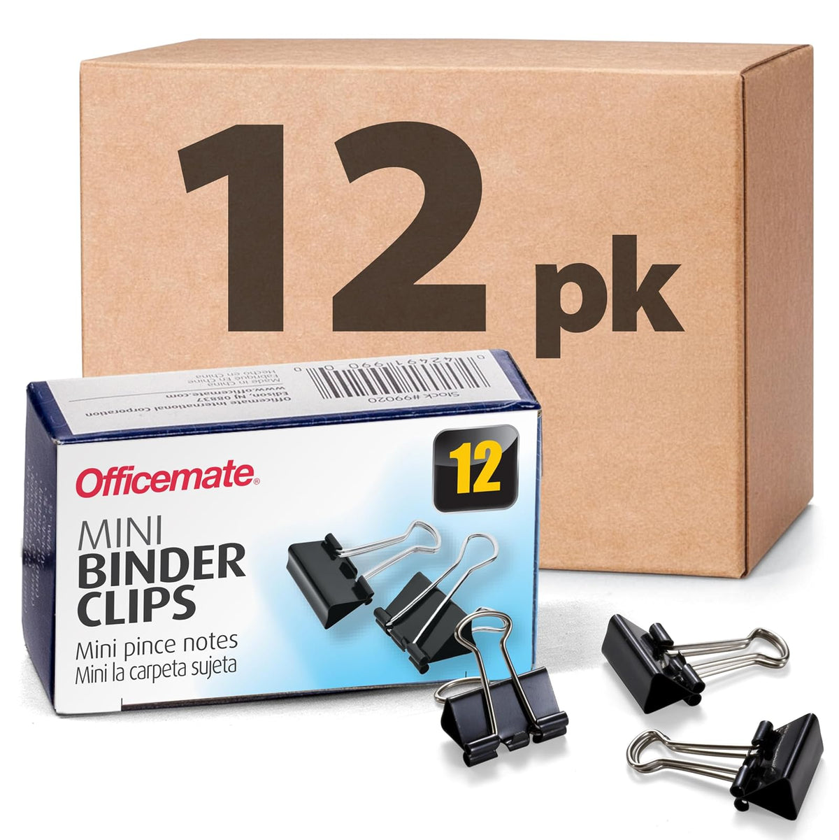 Officemate 99010 Mini clips para carpeta (negro, 12 unidades (paquete de 12)