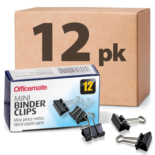 Officemate 99010 Mini clips para carpeta (negro, 12 unidades (paquete de 12)