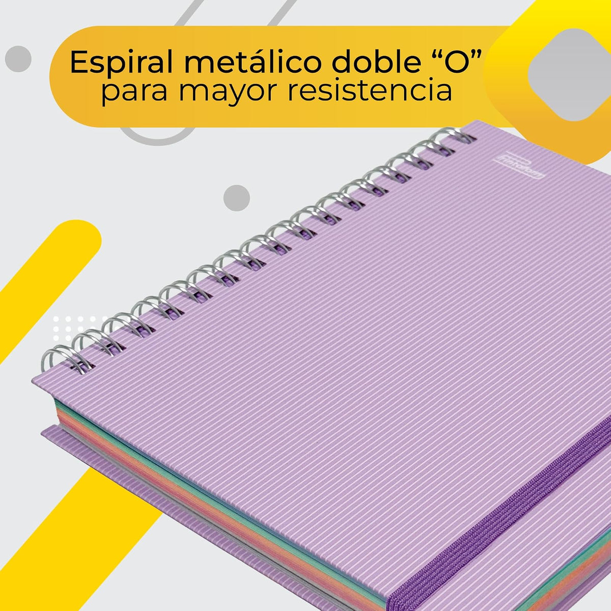 Printaform Libreta Forma Francesa Arcoíris Pastel Universitaria 200h, 2 piezas, Cuadro Chico, Lavanda