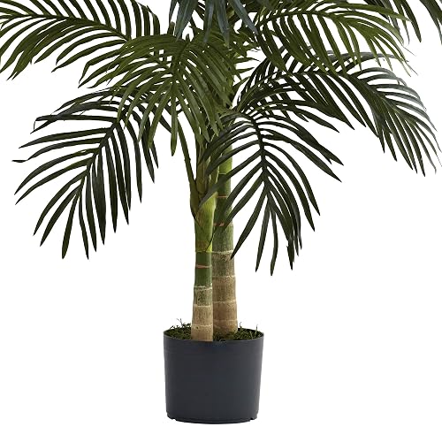 Nearly Natural 5357 Dorado caña Palmera, 4-Feet, Verde | 4 Pies, Verde, Artificial, Hojas Doradas