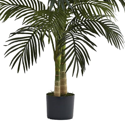 Nearly Natural 5357 Dorado caña Palmera, 4-Feet, Verde | 4 Pies, Verde, Artificial, Hojas Doradas