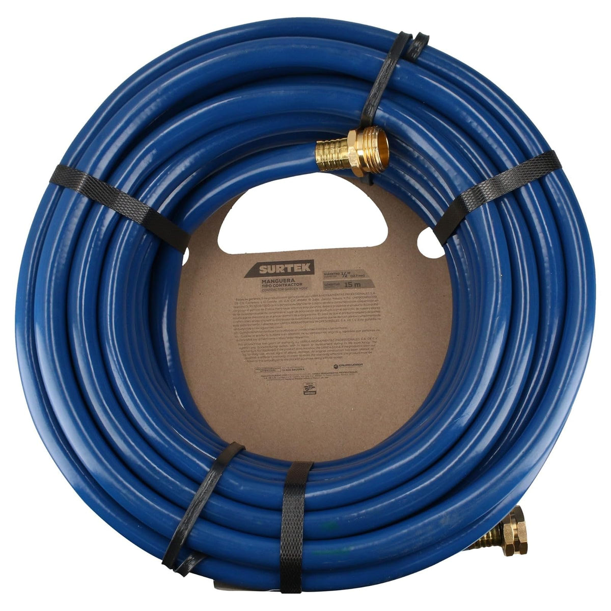 Surtek M12C15 Manguera para jardín contractor con conector metálico 1/2", 15 m
