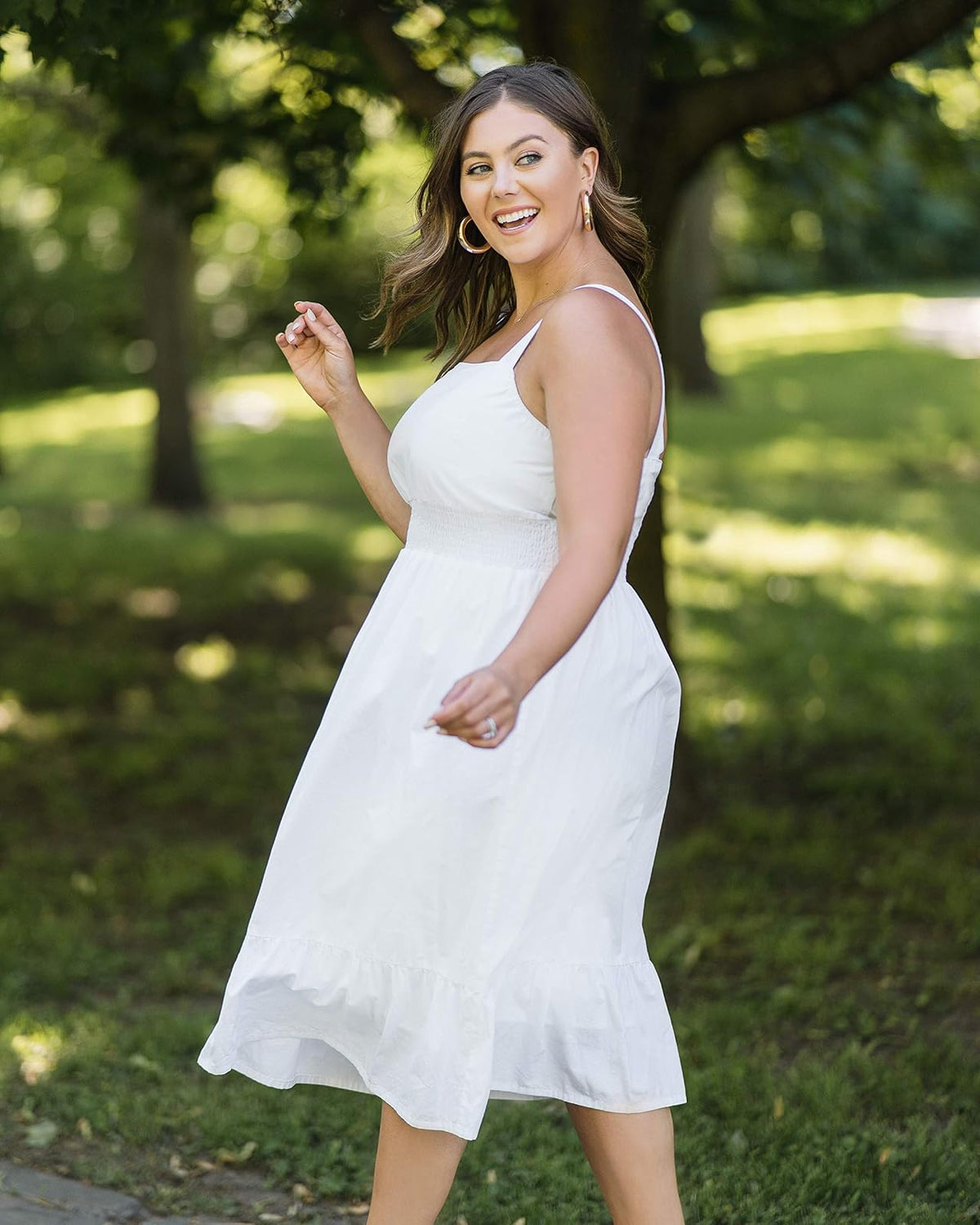 The Drop Vestido Midi Para Mujer, de Tirantes, Blanco Brillante, por @caralynmirand