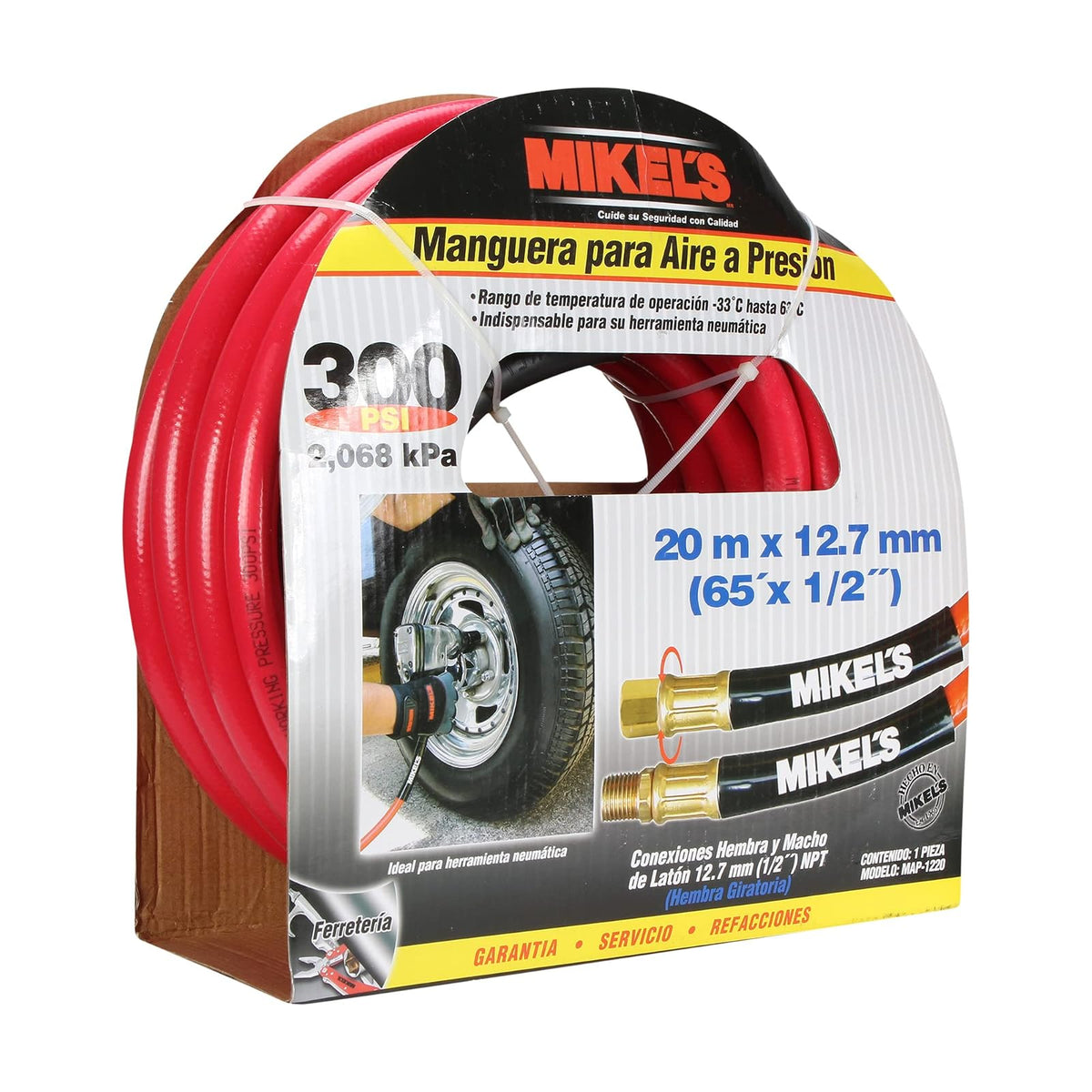 Manguera de PVC para aire a presión 1/2” x 10 m conexión 1/2” NPT