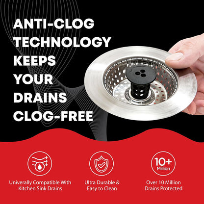 SinkShroom - Colador revolucionario para Fregadero sin obstrucciones con tapón, Acero Inoxidable
