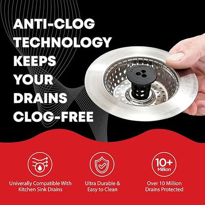 Kitchen SinkShroom Revolutionary - Colador de Fregadero de Acero Inoxidable sin obstrucciones, Color Gris Chapado en Cromo