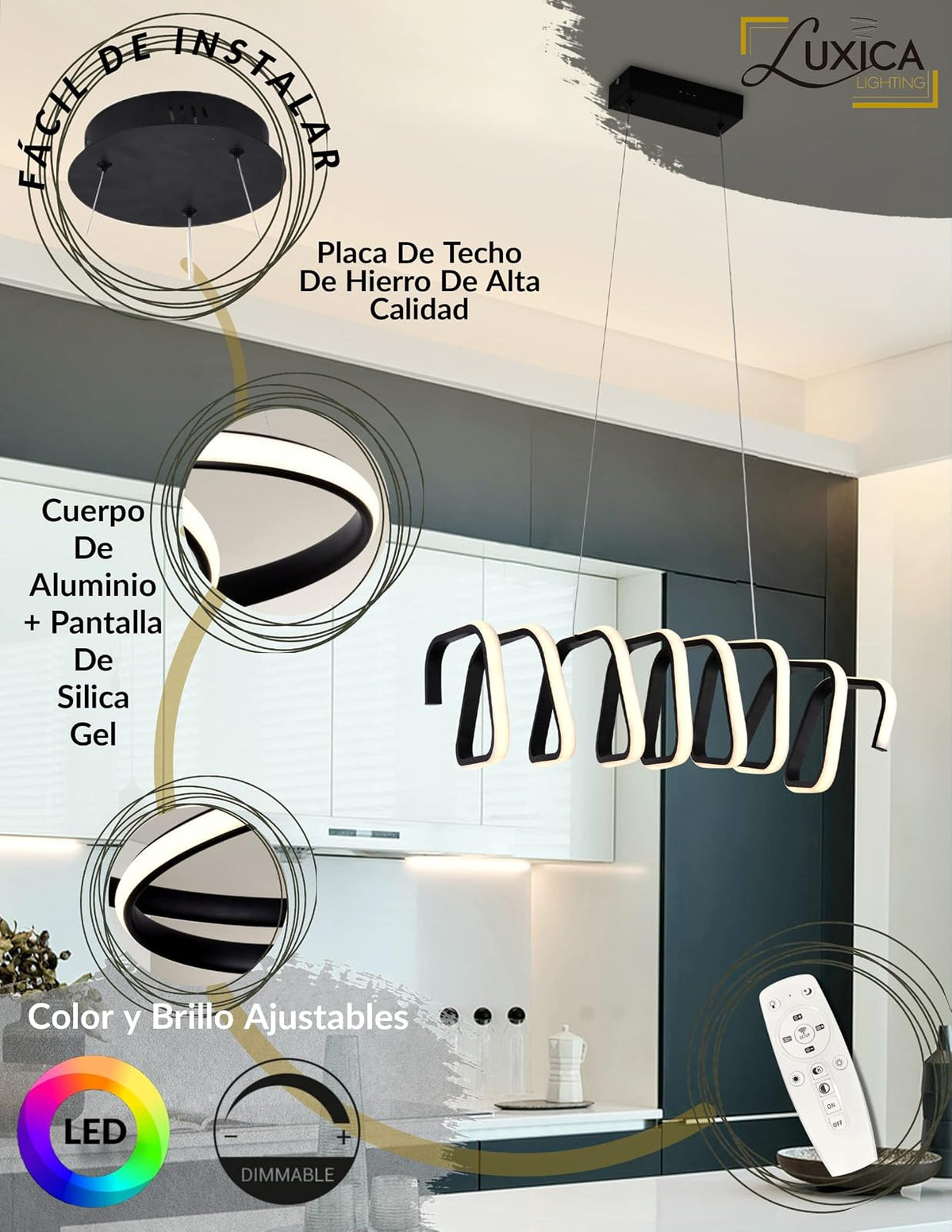 LÁMPARA TIPO CANDIL COLGANTE - LUXICA LIGHTING - Lampara Elegante y Moderna con Luz colgante LED - Lámparas innovadoras …