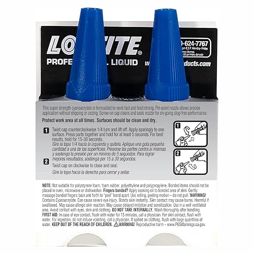 Loctite Super Glue - Líquido profesional, transparente, botella de 20,7 ml, paquete de 2 superpegamento para plástico, madera, metal, manualidades y reparación, pegamento instantáneo de cianoacrilato