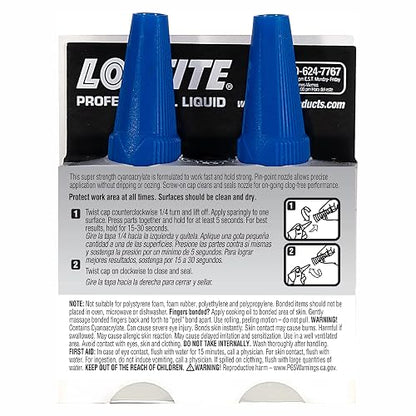 Loctite Super Glue - Líquido profesional, transparente, botella de 20,7 ml, paquete de 2 superpegamento para plástico, madera, metal, manualidades y reparación, pegamento instantáneo de cianoacrilato