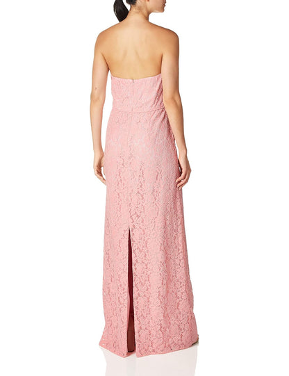 Donna Morgan Women's Reese Long Strapless Lace, Something Blue
