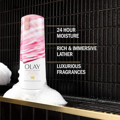 OLAY, Jabón Líquido Corporal, Hidratación con Vitamina B3, Notas de Rosa y Crema de Cereza, 591 ml