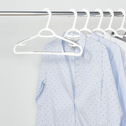 neatfreak - Juego de 10 Perchas Antideslizantes Delgadas para Ahorrar Espacio con Ganchos de lencería y Pantalones/Barra de Accesorios, Ganchos patentados de plástico Blanco con Marco W