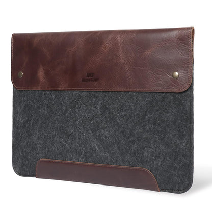 MegaGear - Bolso para Macbook 13.3" & 14" en Cuero auténtico y Lana