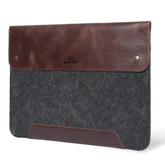 MegaGear - Bolso para Macbook 13.3" & 14" en Cuero auténtico y Lana