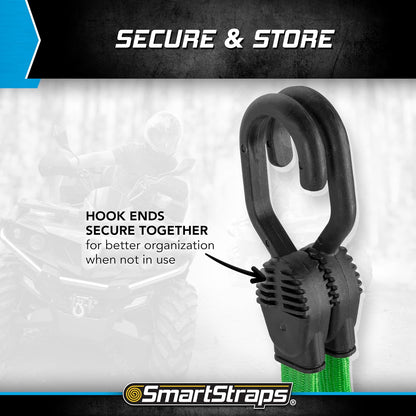 SMARTSTRAPS - 215 cuerdas elásticas SmartStraps (paquete de 10 unidades) – Equipaje seguro, enfriadores y otras cargas de luz para el transporte – Cables elásticos de correa plana que distribuyen la carga para reducir el deslizamiento