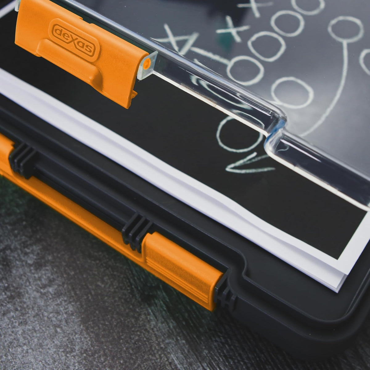 Dexas Clearview Clipcase Portapapeles de borrado en seco, 13.75 x 9.5 pulgadas, naranja. Ver los papeles claramente al aire última intervensión, mantente organizado y seco. Ideal para entrenamiento,
