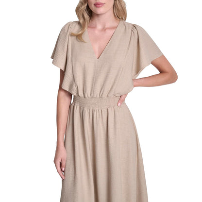 DKNY Vestido Midi Camisero con Mangas Nudo Vestido para Mujer