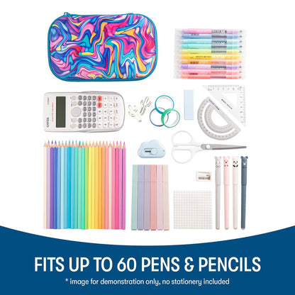 ZIPIT Colorz - Estuche para lápices para niñas, bonito estuche de almacenamiento para suministros escolares, capacidad para 60 bolígrafos, cierre de cremallera seguro, lavable a máquina (remolino)
