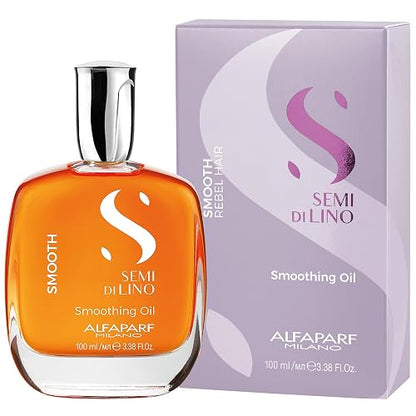 Alfaparf Milano Semi Di Lino Smooth Smoothing Oil - Aceite Alisador Anti-Frizz y Protector Térmico para Cabello Lacio, Brillo Extremo, 100 ml
