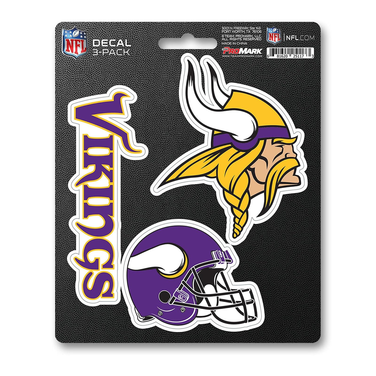 NFL Team Decal - Pack de 3, Púrpura