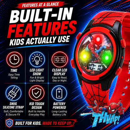 Accutime Kids Marvel Spider-Man Digital Quartz Plastic Watch for Boys & Girls with LCD Display