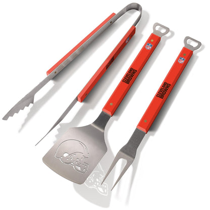 YouTheFan - Set de Utensilios para BBQ con Diseño de Equipo NFL, 3 Piezas - Cleveland Browns - Talla única - Team Colors