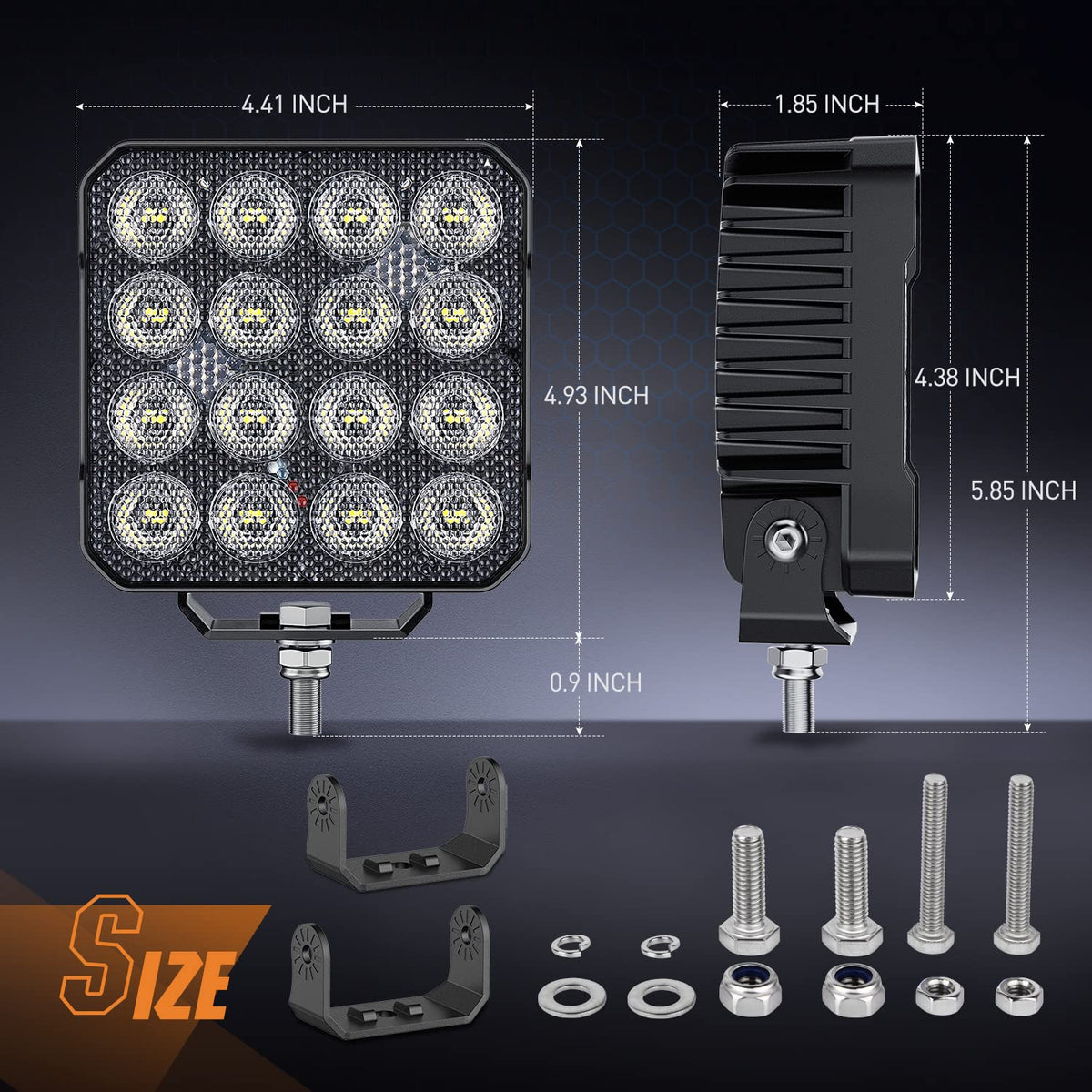 Nilight - Cápsulas LED de 4.4 pulgadas, 2 luces de trabajo de 48 W 4780 lm, ángulo de haz de inundación EMC integrado de 90 ° para luces todoterreno, luz lateral de respaldo trasera para tractor, camión, barco, ATV, UTV, 5 años de garantía