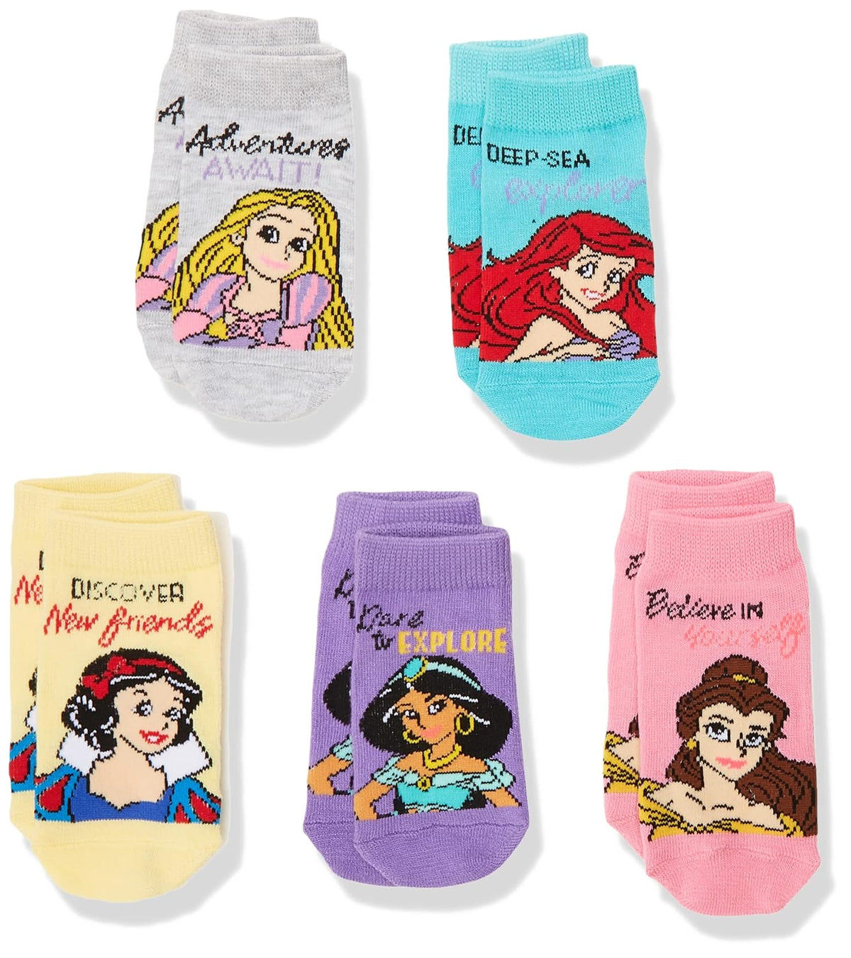 Disney Paquete de 5 calcetines cortos Princess Calcetín casual Niñas