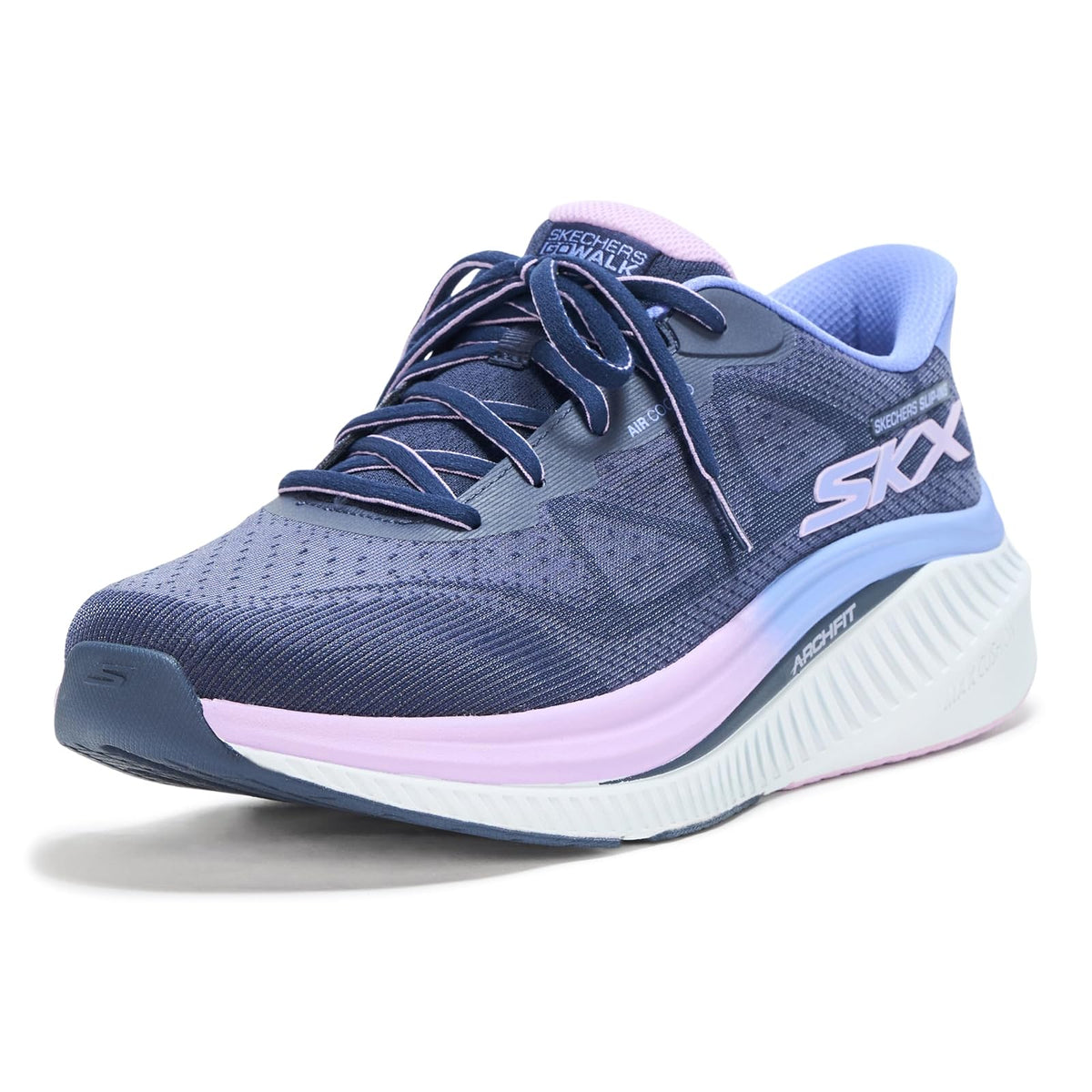 Skechers MAX Cushioning Arch Fit Areena Hands Free Slip-ins Zapatillas para Mujer - 22.5 cm - azul marino - lavanda