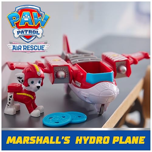 Paw Patrol: Air Rescue, Figura de acción de Marshall y avión Hero Hydro Plane con Lanzador de proyectiles y 2 proyectiles, Juguetes para niños y niñas a Partir de 3 años