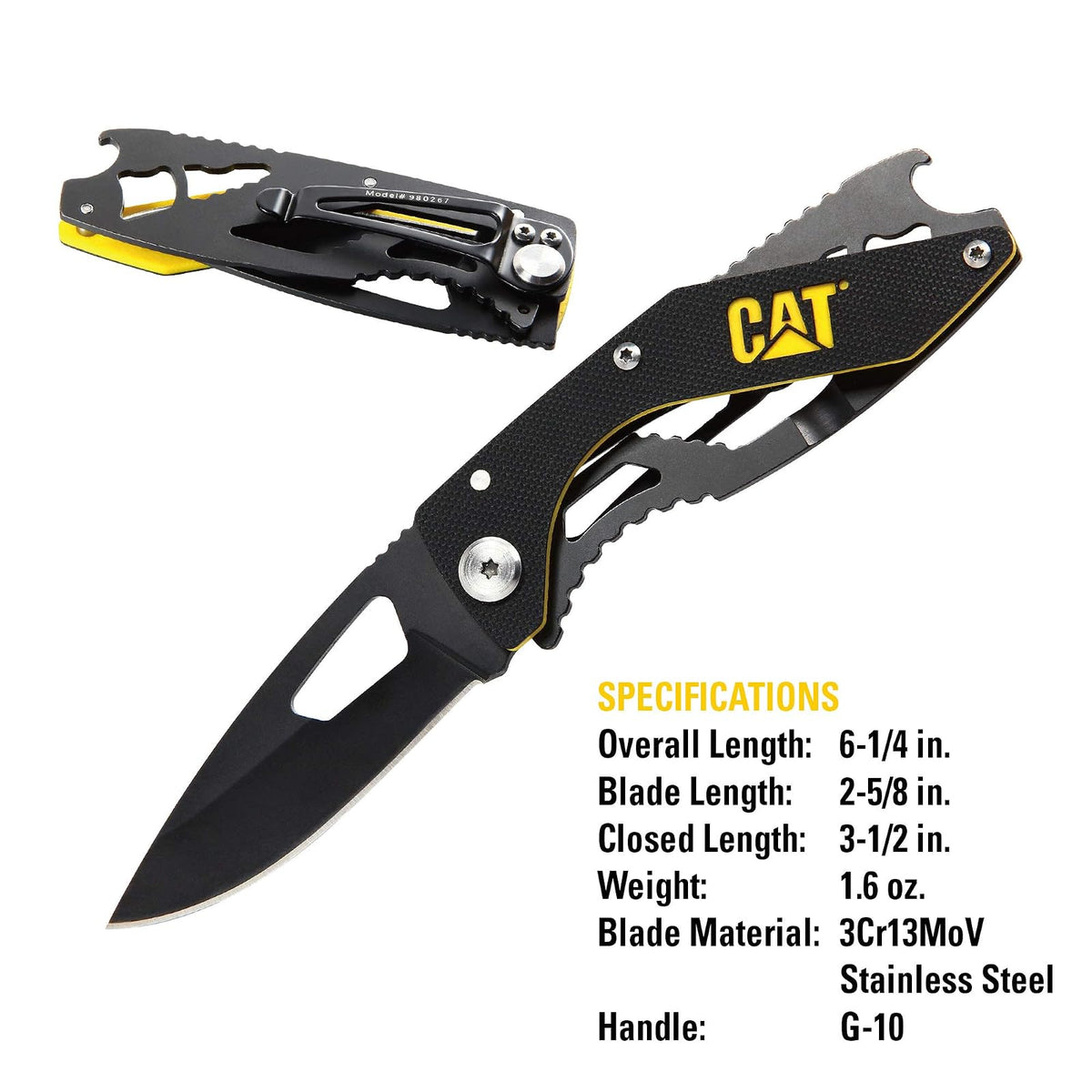 Caterpillar – 6-1/4 pulgadas plegable bolsillo amigo con abrebotellas, herramientas de mano, cuchillos/cuchillas – sin utilidad, cuchillos – plegable (980267)