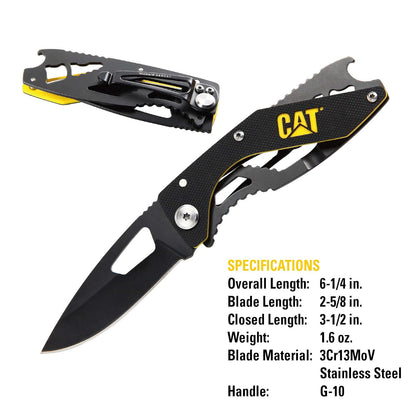 Caterpillar – 6-1/4 pulgadas plegable bolsillo amigo con abrebotellas, herramientas de mano, cuchillos/cuchillas – sin utilidad, cuchillos – plegable (980267)
