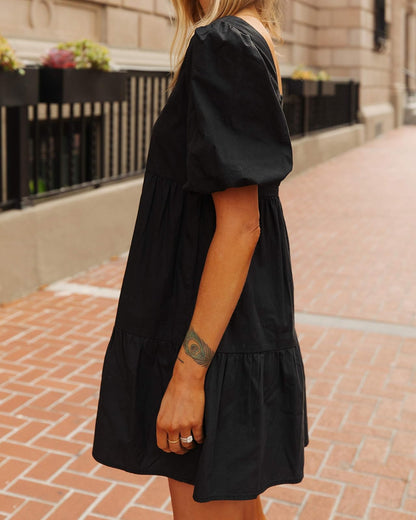 The Drop Minivestido para Mujer, con Mangas Abullonadas, Negro, por @fashion_jackson