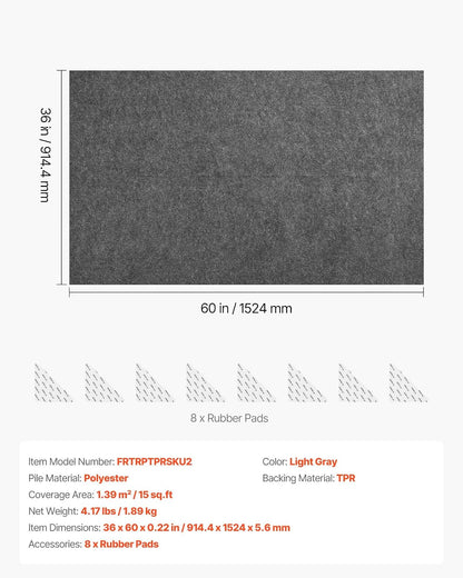 VEVOR Alfombrilla Antideslizante para Alfombras 91,44 x 152,4 cm, Base Antideslizante con Doble Superficie de Fieltro y Agarre de Goma, Protege Suelos y Mantiene Alfombras en Su Lugar, Gris Claro