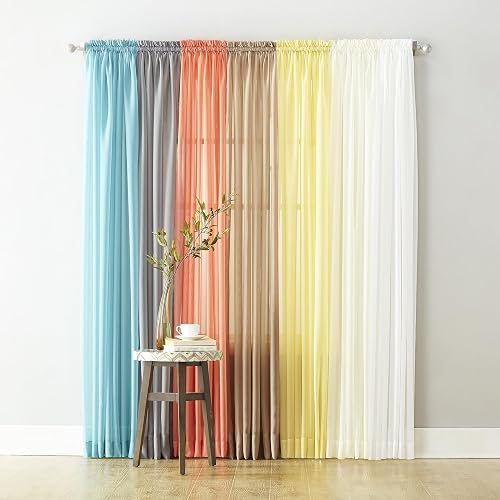 No. 918 - Panel de cortina Emily Sheer Voile con ojales, 59 x 95 pulgadas, gris antracita
