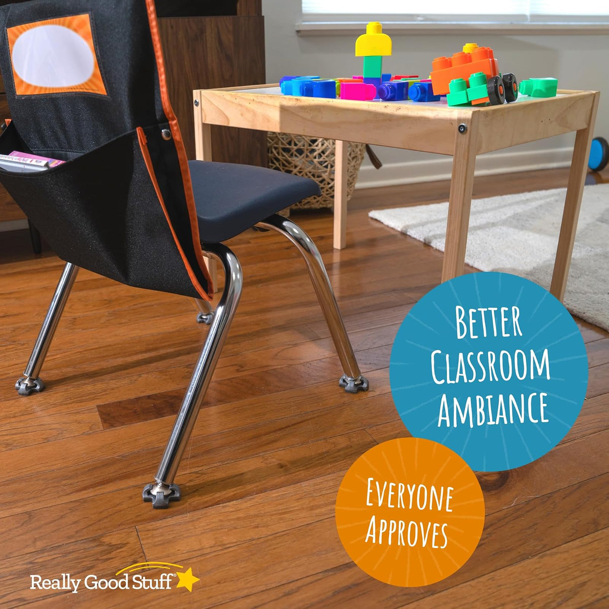 Really Good Stuff - Deslizadores de Silla de pies Peludos, Reductor de Ruido para sillas de Aula y escritorios, Deslizadores para Evitar arañazos y arañazos en el Piso, Funda de Pierna de Silla a