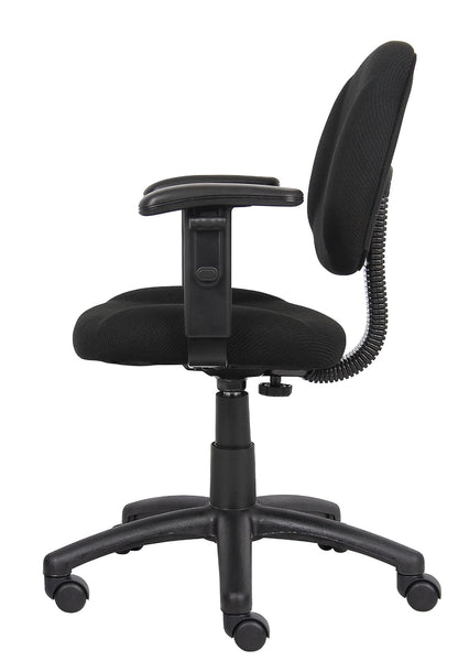 Boss B316-BK Fabric Deluxe Posture Task Chair with Arms, Black
