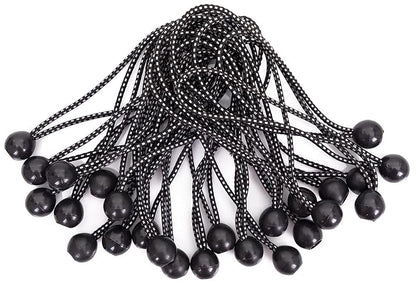 Kotap BB-9B Ball Bungee, 9-Inch, Black, 25-Piece