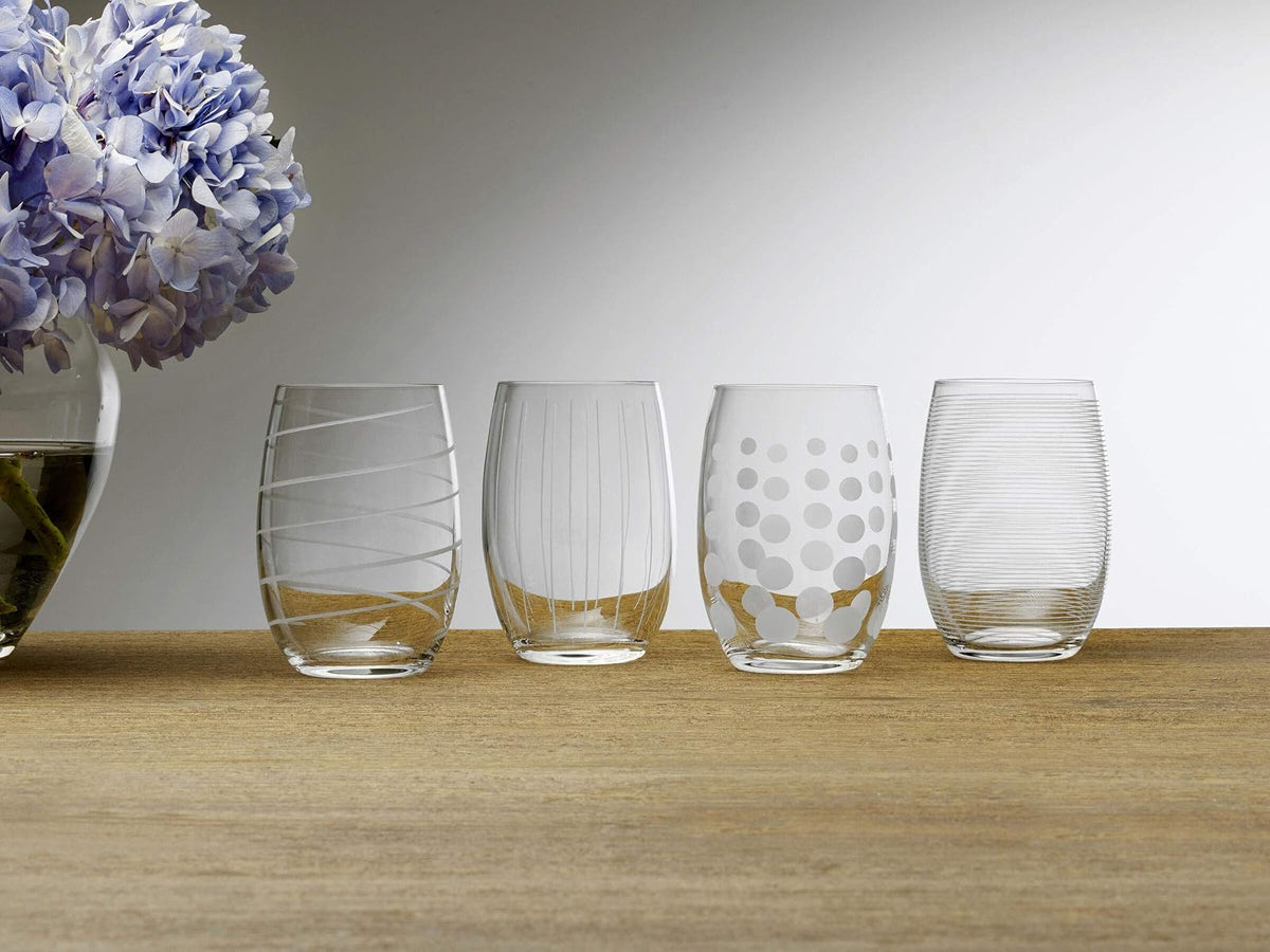 Mikasa Cheers - Copas de vino (4 unidades), Vaso de vino sin tallo, Transparente, Paquete de 4, 1