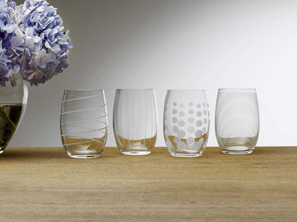 Mikasa Cheers - Copas de vino (4 unidades), Vaso de vino sin tallo, Transparente, Paquete de 4, 1