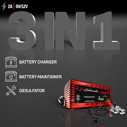 Schumacher SP1296 Cargador y Mantenedor de Batería Completamente Automático 2A 6V/12V