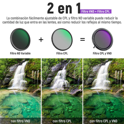 NEEWER 67mm True Colors Filtro ND Variable ND2-ND32 y CPL, 2 en 1 Ajustable Filtro Polarizador Circular y de Densidad Neutra, Marco de Aluminio/Vidrio Óptico HD con Revestimiento Múltiple Accesorios