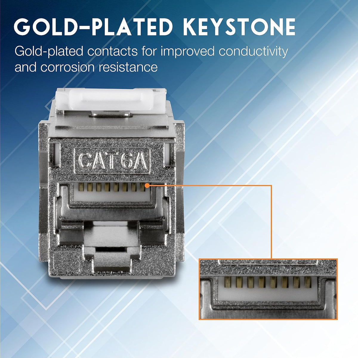 TRENDnet Cat6A RJ45 Keystone Acoplador en línea Keystone Jack, Paquete de 6, TC-KC06C6A, Conector Keystone Hembra a Hembra para Placas de Pared y Paneles de conexión Keystone Blindados en Blanco,