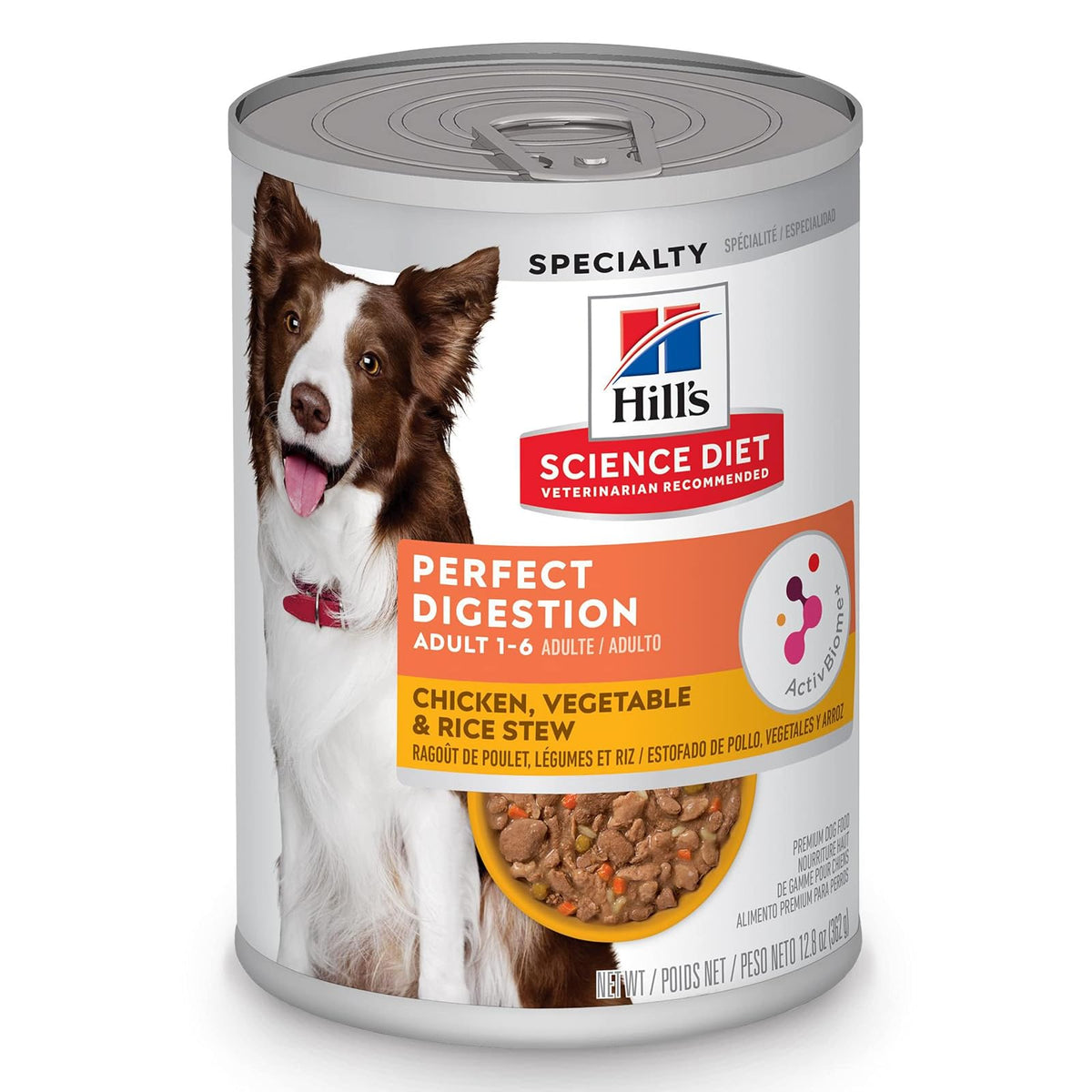 Hill's Science Diet Adult Dog Wet Food, Perfect Digestion, Chicken, Vegetable, & Rice Stew, 12.5 oz. Cans, 12-Pack
