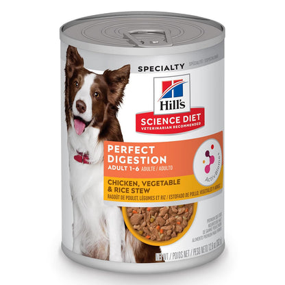 Hill's Science Diet Adult Dog Wet Food, Perfect Digestion, Chicken, Vegetable, & Rice Stew, 12.5 oz. Cans, 12-Pack