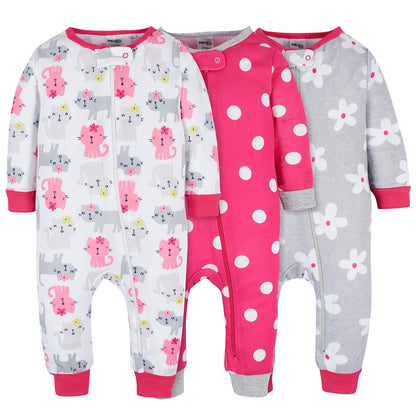 Onesies Brand Paquete de 3 Pijamas de una Pieza de Algodón para Bebé - 18 Meses - Puntos y gatitos
